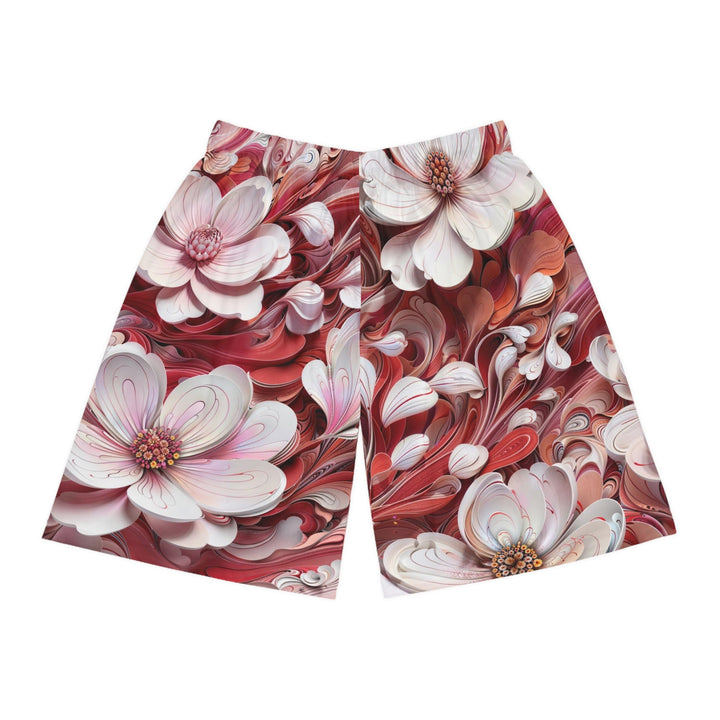 Swirling Floral Abundance - AOP Basketball Shorts - All Over Prints - g(0D·IO) - Seam thread color automatically matched to design - XS -