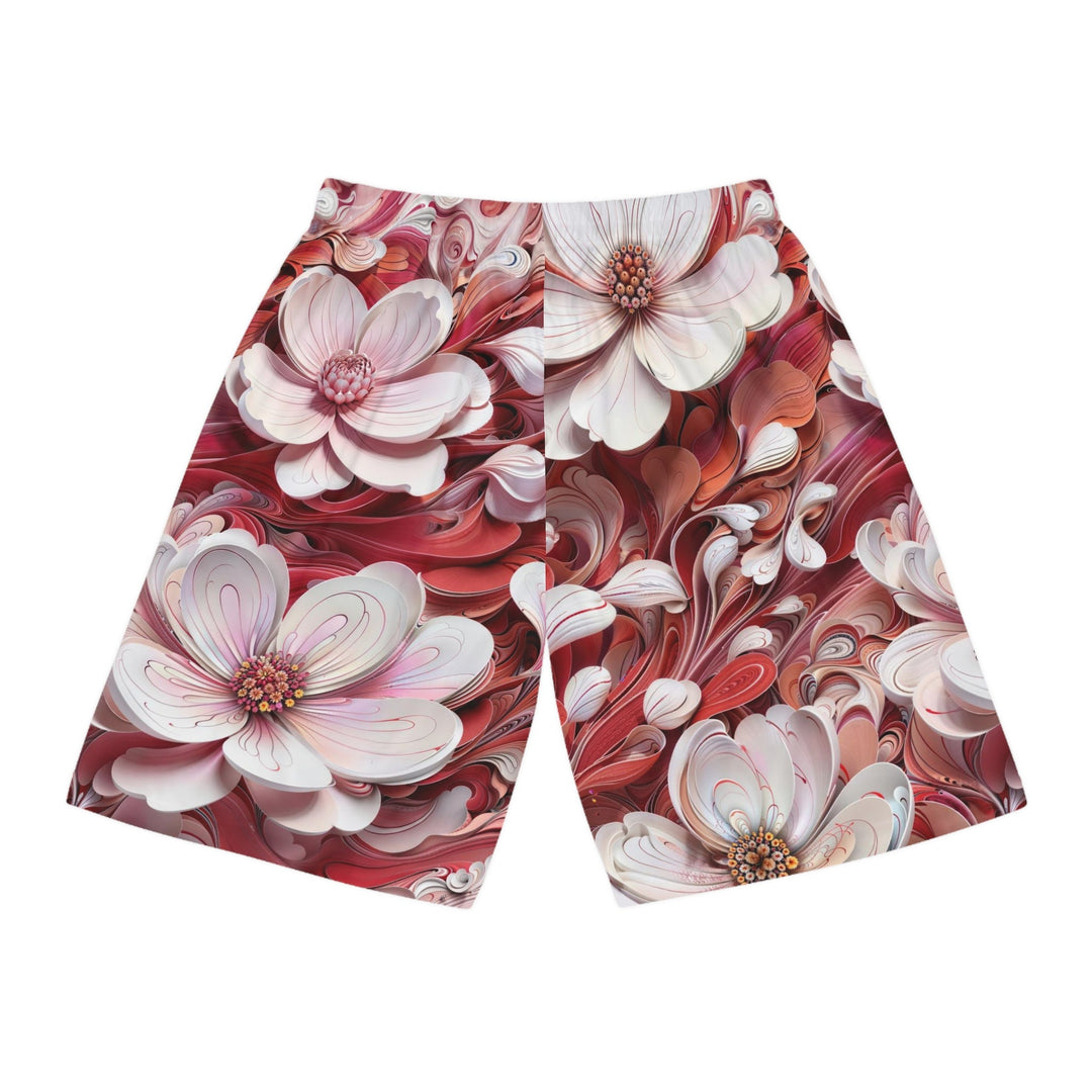 Swirling Floral Abundance - AOP Basketball Shorts - All Over Prints - g(0D·IO) - Seam thread color automatically matched to design - XS -