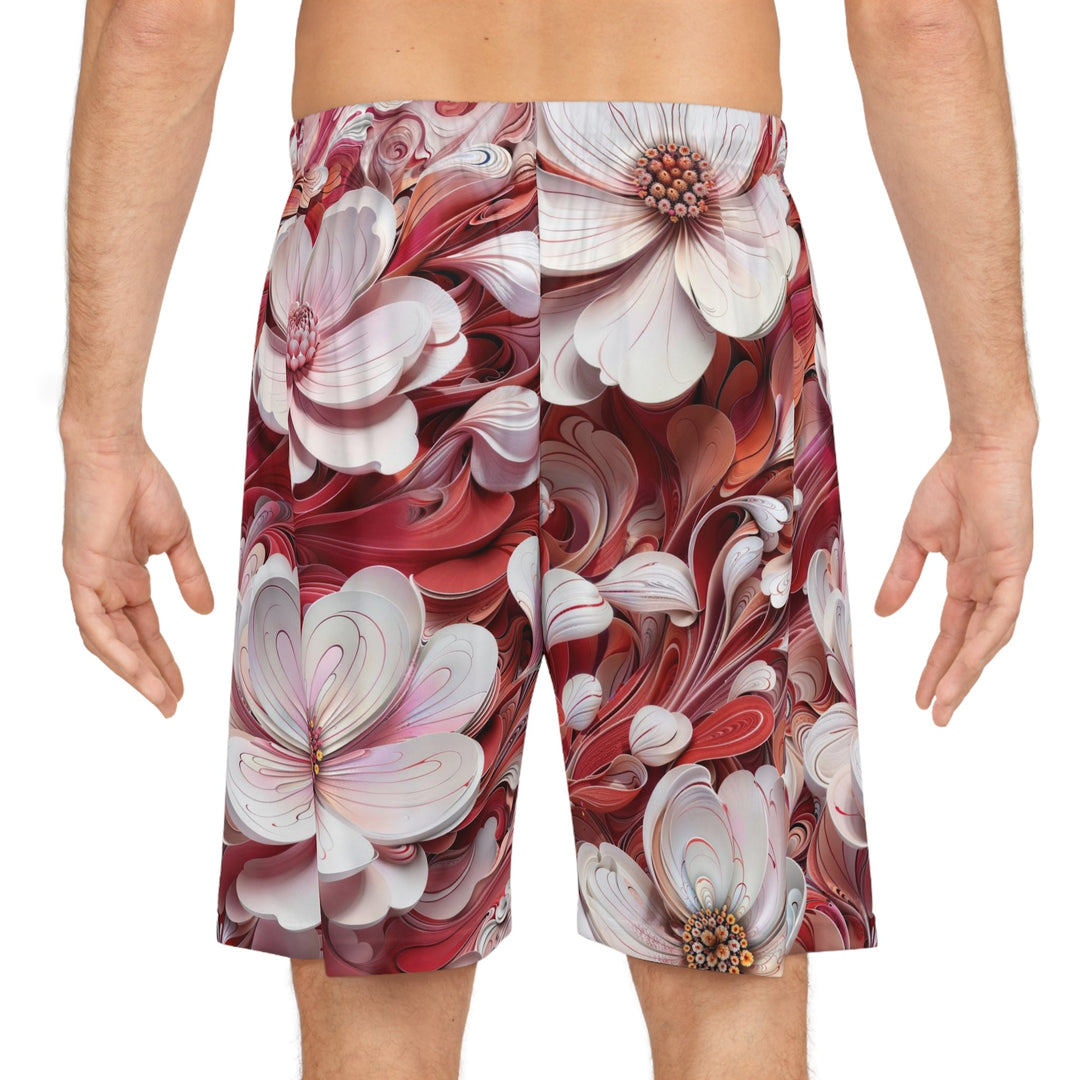 Swirling Floral Abundance - AOP Basketball Shorts - All Over Prints - g(0D·IO) - Seam thread color automatically matched to design - XS -