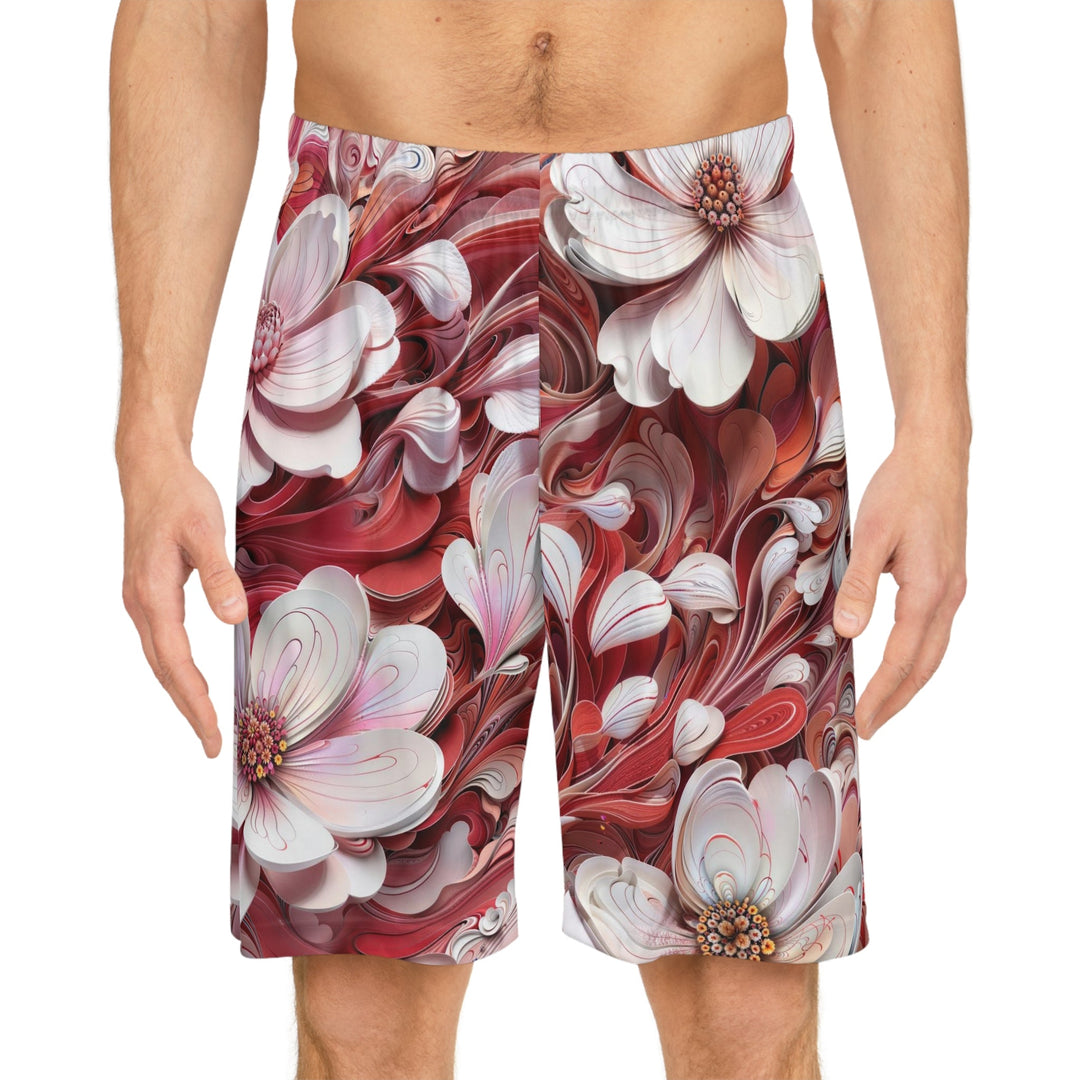 Swirling Floral Abundance - AOP Basketball Shorts - All Over Prints - g(0D·IO) - Seam thread color automatically matched to design - XS -