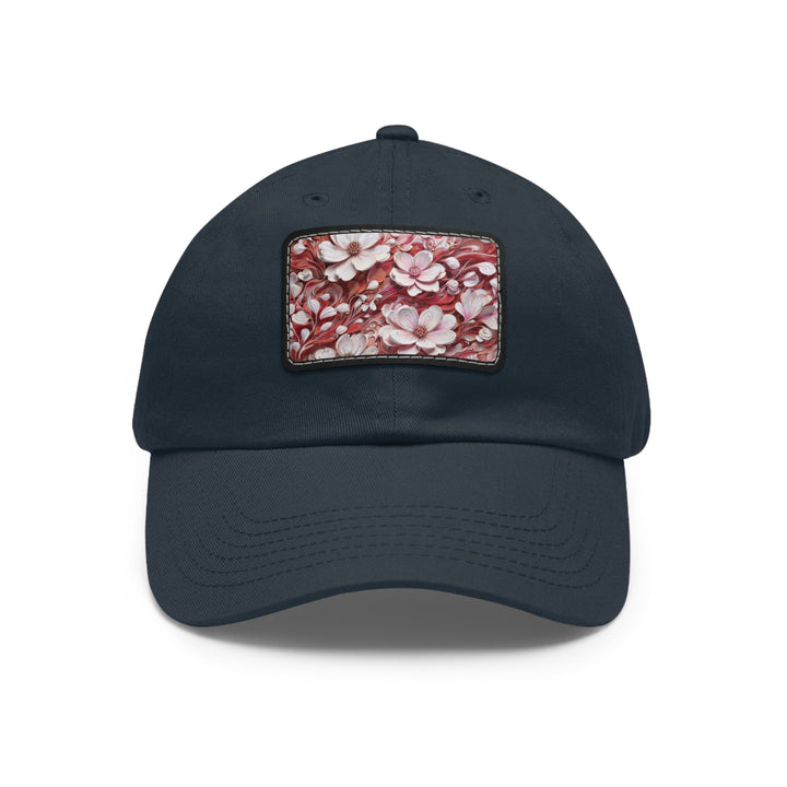 Swirling Floral Abundance - Dad Hat - Hats - g(0D·IO) - Navy / Black patch - Rectangle - One size