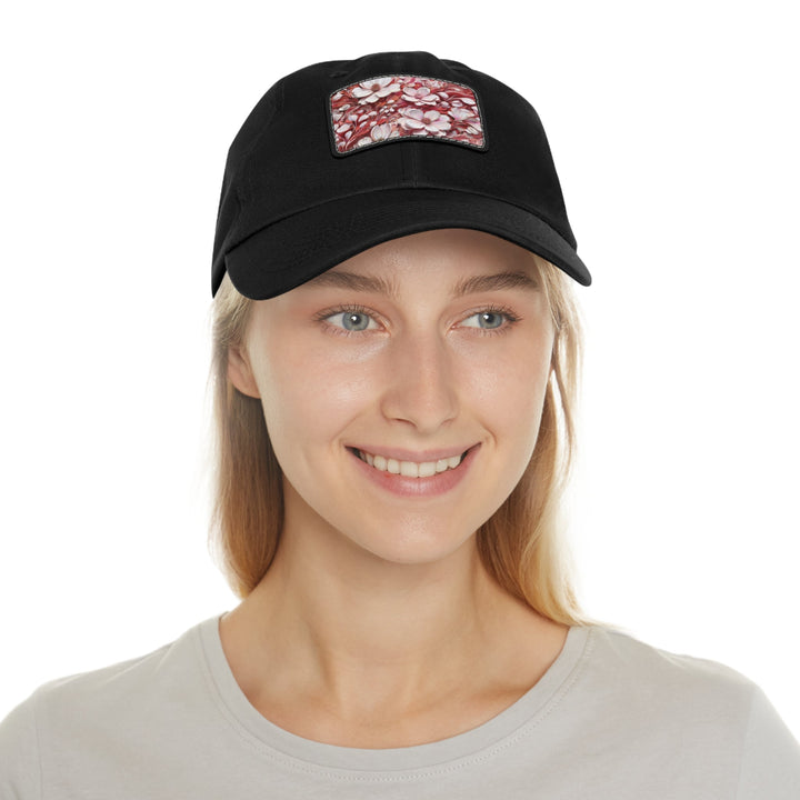 Swirling Floral Abundance - Dad Hat - Hats - g(0D·IO) - White / Black patch - Rectangle - One size