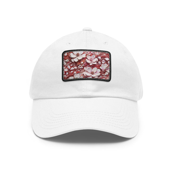 Swirling Floral Abundance - Dad Hat - Hats - g(0D·IO) - White / Black patch - Rectangle - One size