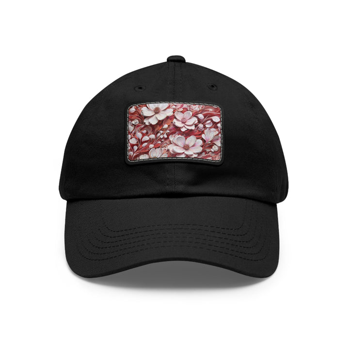 Swirling Floral Abundance - Dad Hat - Hats - g(0D·IO) - Black / Black patch - Rectangle - One size