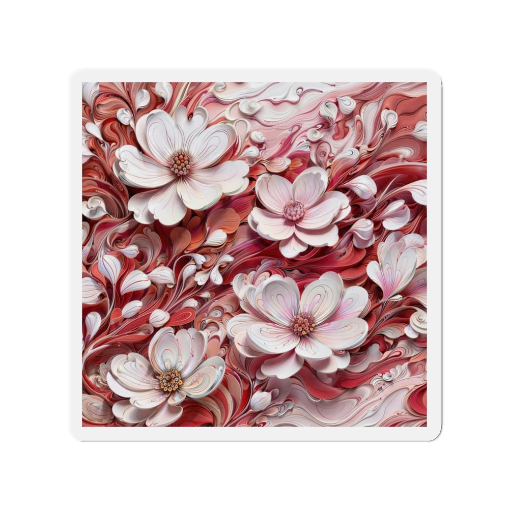 Swirling Floral Abundance - Die-cut Magnet - Home Decor - g(0D·IO) - 3" x 3" - Die-Cut - 1 pc