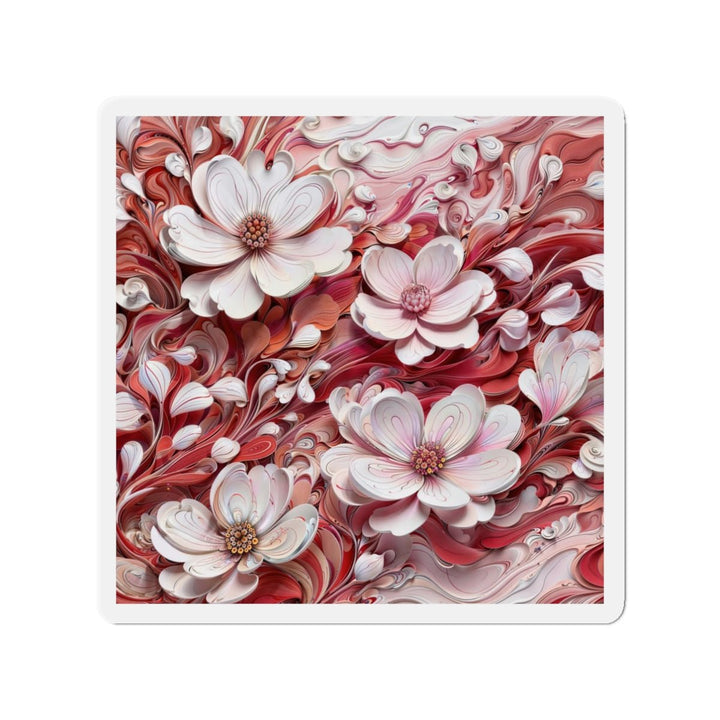 Swirling Floral Abundance - Die-cut Magnet - Home Decor - g(0D·IO) - 3" x 3" - Die-Cut - 1 pc