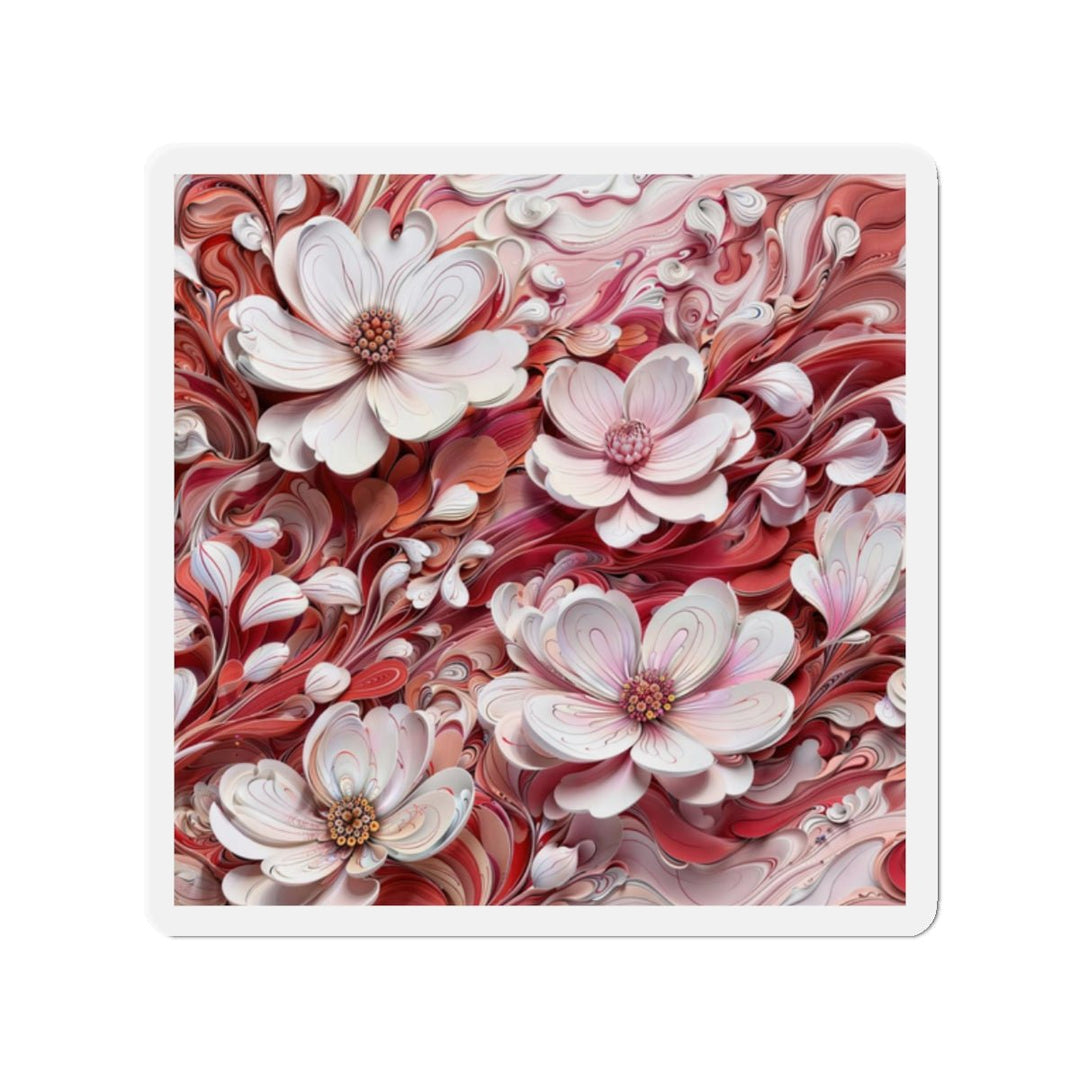Swirling Floral Abundance - Die-cut Magnet - Home Decor - g(0D·IO) - 2" x 2" - Die-Cut - 1 pc