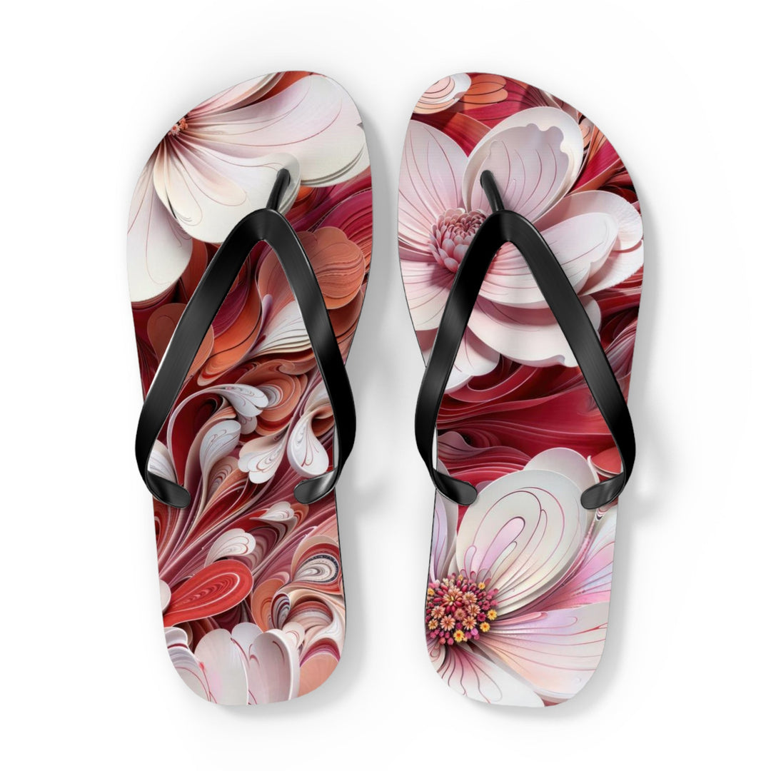 Swirling Floral Abundance - Flip Flops - Shoes - g(0D·IO) - XL - Black sole -