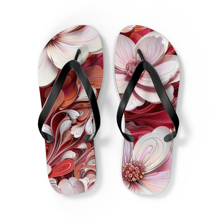 Swirling Floral Abundance - Flip Flops - Shoes - g(0D·IO) - L - Black sole -