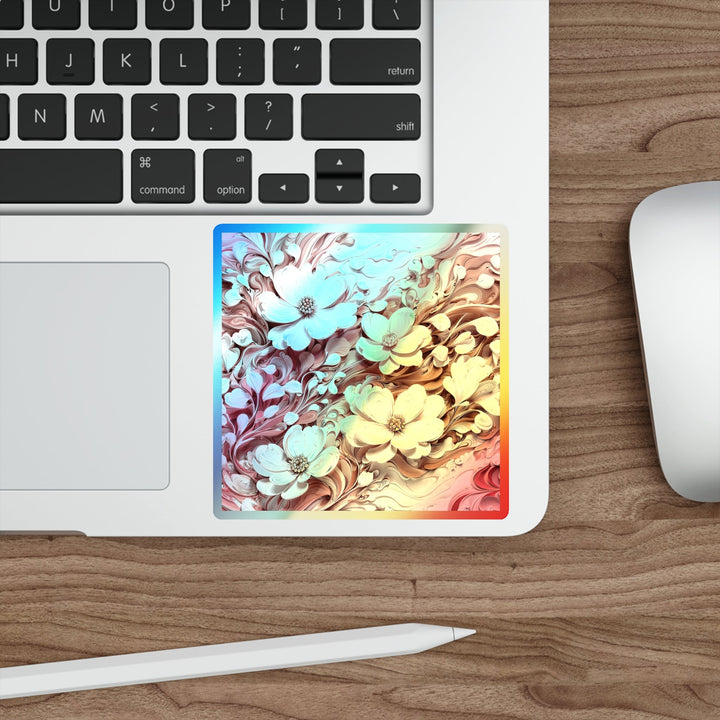 Swirling Floral Abundance - Holographic Die-Cut Sticker - Paper products - g(0D·IO) - 5" × 5" - Die-Cut - Holographic