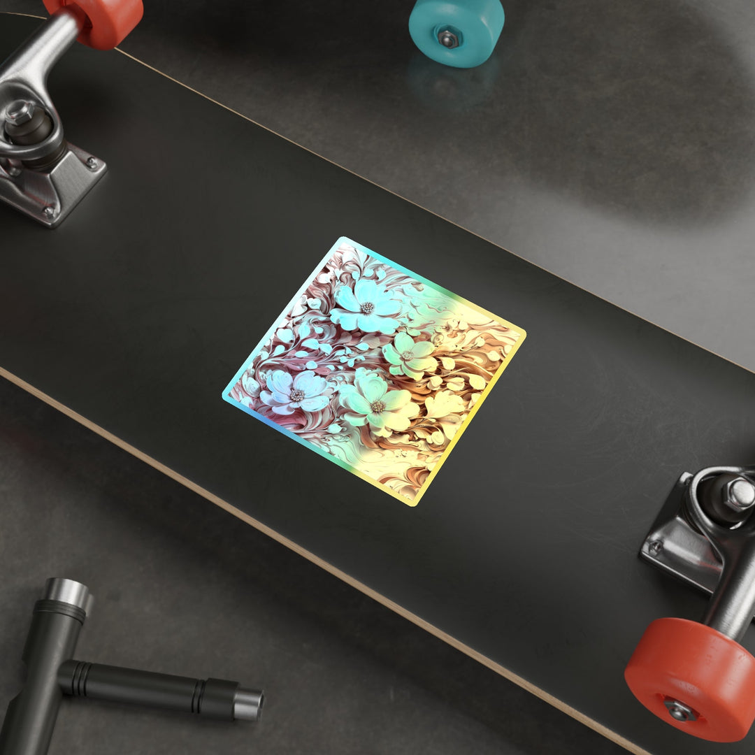 Swirling Floral Abundance - Holographic Die-Cut Sticker - Paper products - g(0D·IO) - 5" × 5" - Die-Cut - Holographic