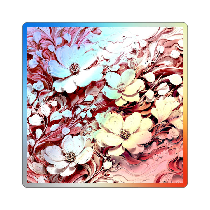 Swirling Floral Abundance - Holographic Die-Cut Sticker - Paper products - g(0D·IO) - 4" × 4" - Die-Cut - Holographic