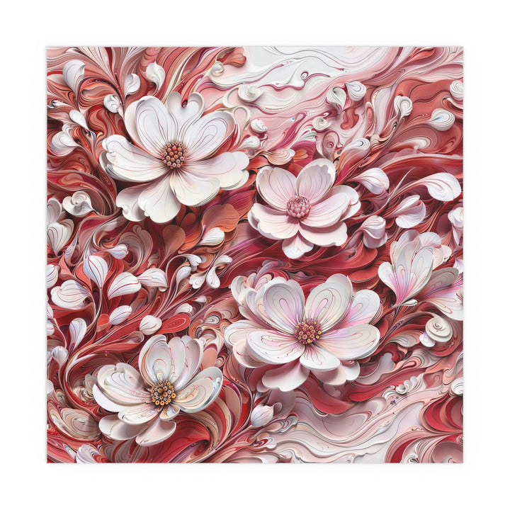 Swirling Floral Abundance - Indoor and Outdoor Silk Poster - Poster - g(0D·IO) - 30″ x 30″ (Square) - Semi Glossy -