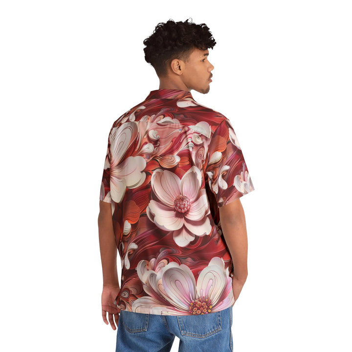 Swirling Floral Abundance - Men's Hawaiian Shirt - All Over Prints - g(0D·IO) - S - Black -