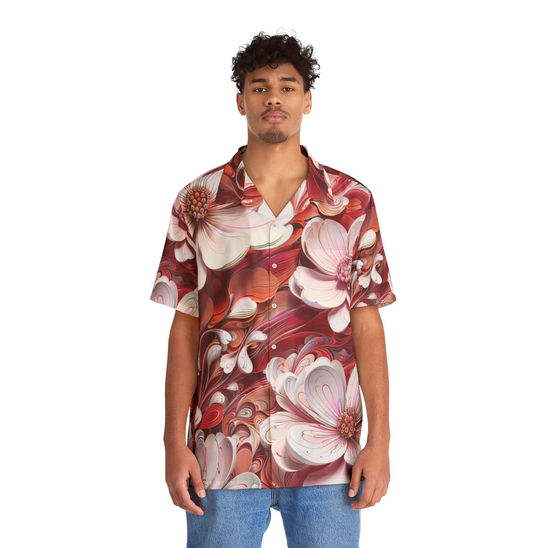 Swirling Floral Abundance - Men's Hawaiian Shirt - All Over Prints - g(0D·IO) - S - Black -