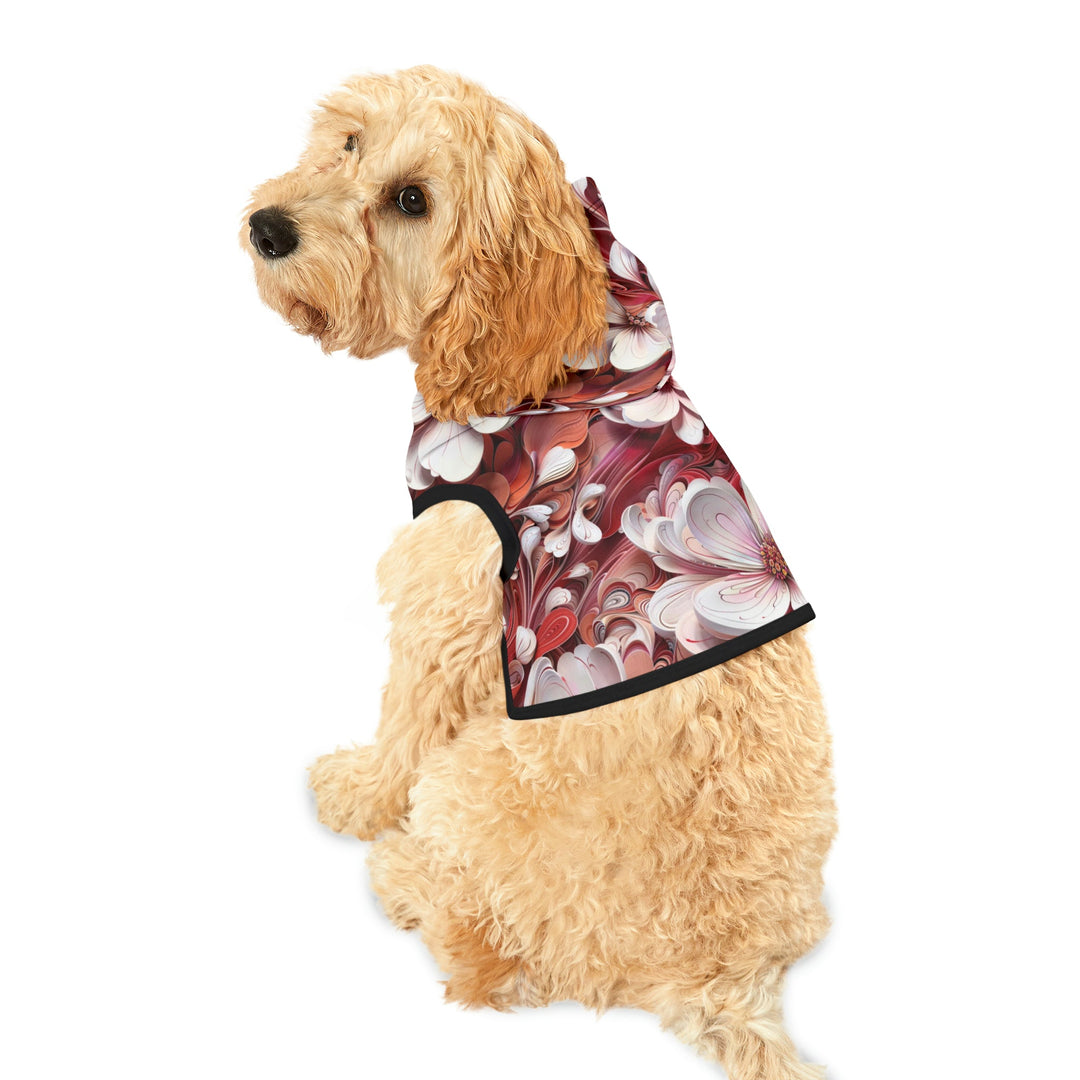 Swirling Floral Abundance - Pet Hoodie - Pets - g(0D·IO) - XXS - Black Rib -