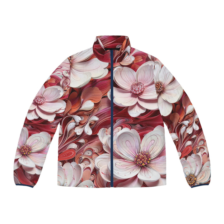 Swirling Floral Abundance - Puffer Jacket - All Over Prints - g(0D·IO) - S - Dark blue zipper -