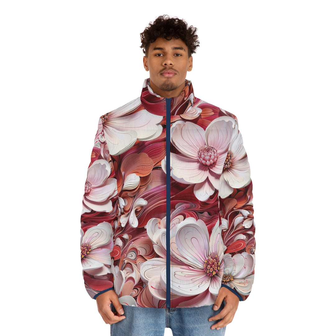 Swirling Floral Abundance - Puffer Jacket - All Over Prints - g(0D·IO) - S - Black zipper -