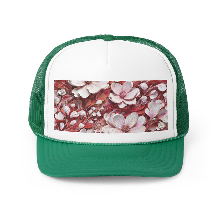 Swirling Floral Abundance - Trucker Hat - Hats - g(0D·IO) - Green - One size -