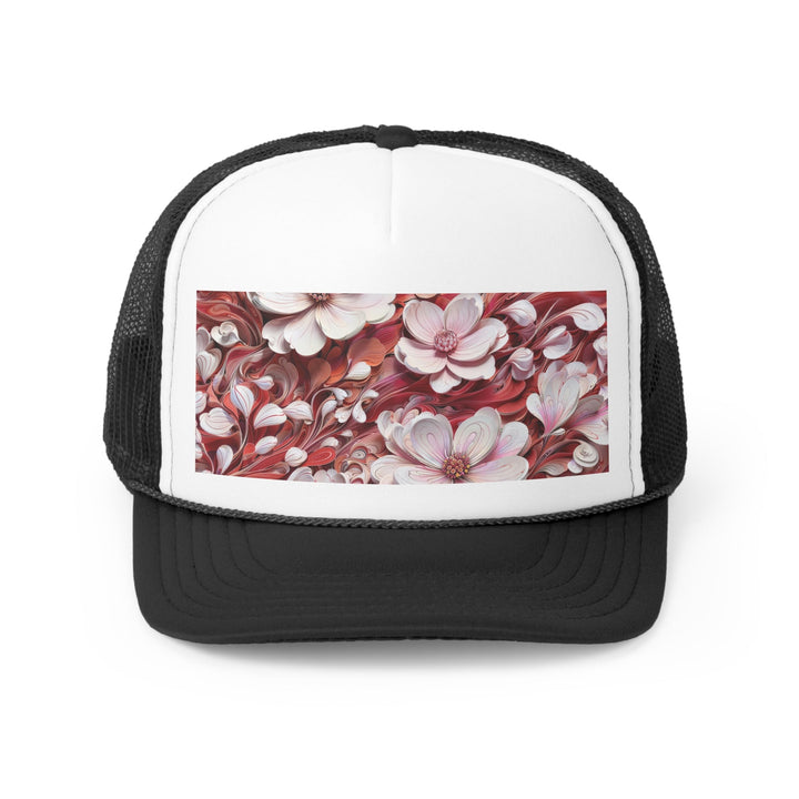 Swirling Floral Abundance - Trucker Hat - Hats - g(0D·IO) - Black - One size -