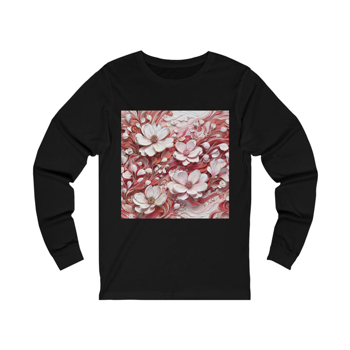 Swirling Floral Abundance - Unisex Jersey Long Sleeve Tee - Long-sleeve - g(0D·IO) - S - Black -