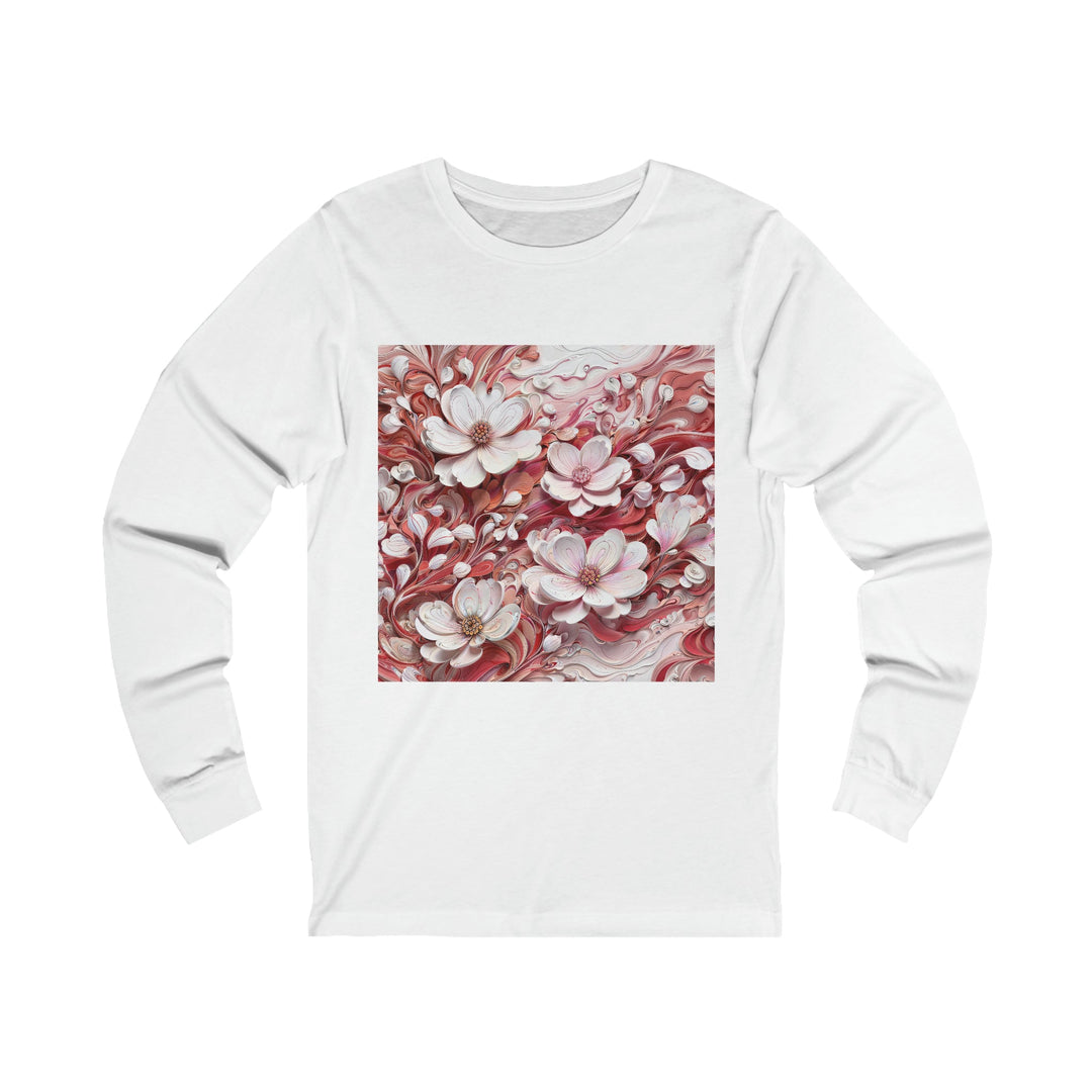 Swirling Floral Abundance - Unisex Jersey Long Sleeve Tee - Long-sleeve - g(0D·IO) - S - White -