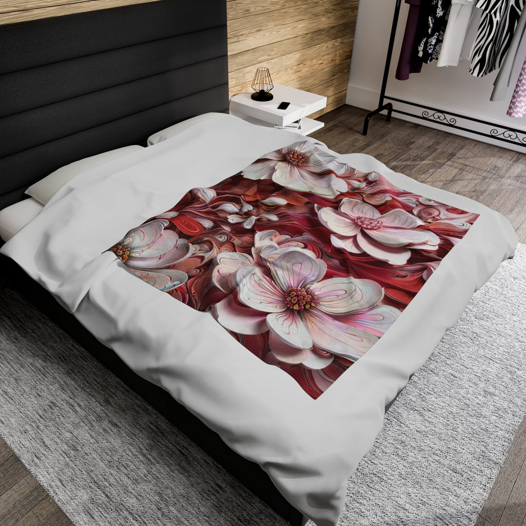 Swirling Floral Abundance - Velveteen Plush Blanket - All Over Prints - g(0D·IO) - 30" × 40" - -