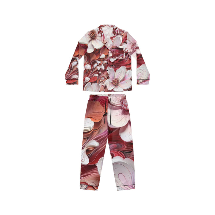 Swirling Floral Abundance - Women's Satin Pajamas - All Over Prints - g(0D·IO) - XS/S - Black -