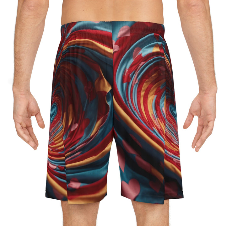 Swirling Heart Embrace - AOP Basketball Shorts - All Over Prints - g(0D·IO) - Seam thread color automatically matched to design - XS -