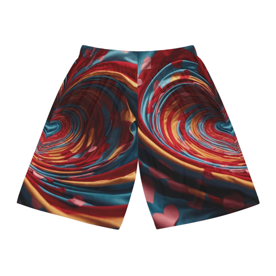 Swirling Heart Embrace - AOP Basketball Shorts - All Over Prints - g(0D·IO) - Seam thread color automatically matched to design - XS -