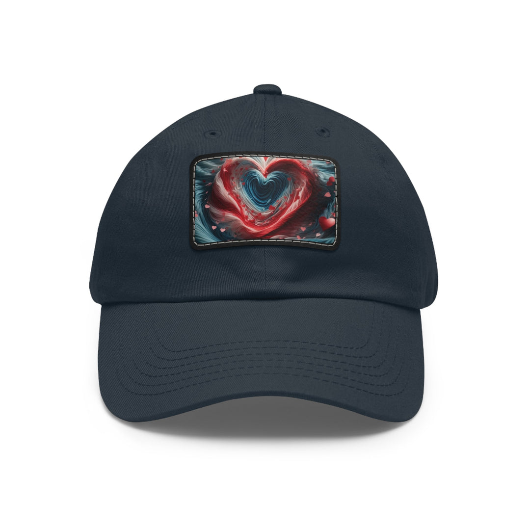 Swirling Heart Embrace - Dad Hat - Hats - g(0D·IO) - Navy / Black patch - Rectangle - One size