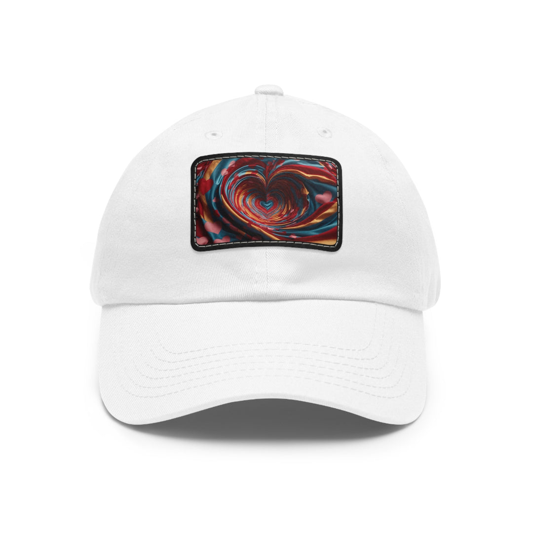 Swirling Heart Embrace - Dad Hat - Hats - g(0D·IO) - White / Black patch - Rectangle - One size