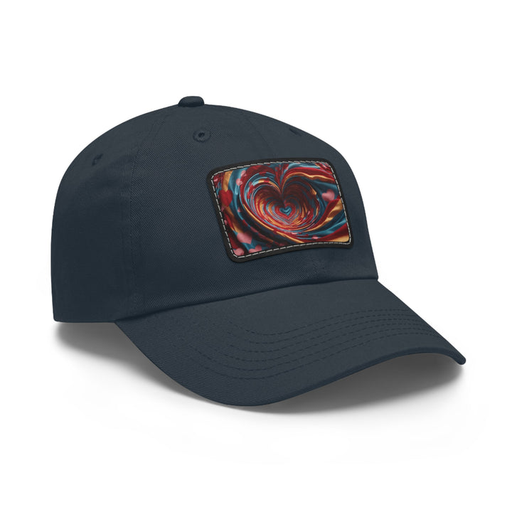 Swirling Heart Embrace - Dad Hat - Hats - g(0D·IO) - White / Black patch - Rectangle - One size