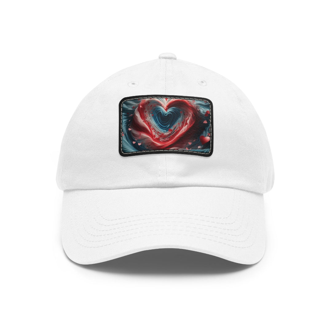 Swirling Heart Embrace - Dad Hat - Hats - g(0D·IO) - White / Black patch - Rectangle - One size