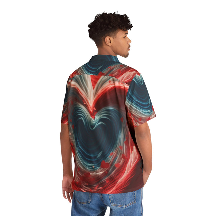 Swirling Heart Embrace - Men's Hawaiian Shirt - All Over Prints - g(0D·IO) - S - Black -