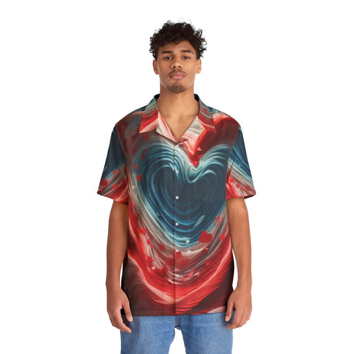 Swirling Heart Embrace - Men's Hawaiian Shirt - All Over Prints - g(0D·IO) - S - Black -