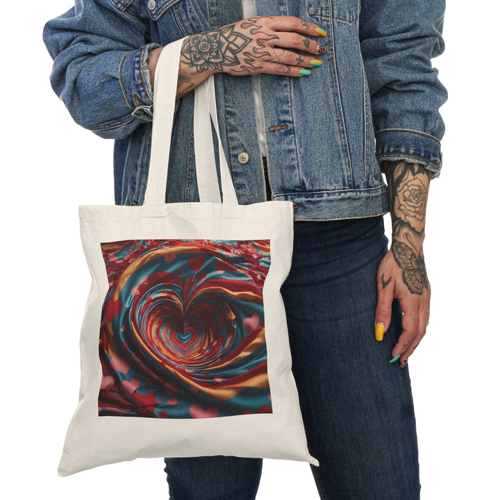 Swirling Heart Embrace - Natural Tote Bag - Bags - g(0D·IO) - 15" x 16" - Natural -