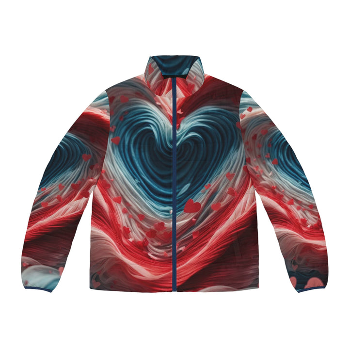 Swirling Heart Embrace - Puffer Jacket - All Over Prints - g(0D·IO) - S - Dark blue zipper -