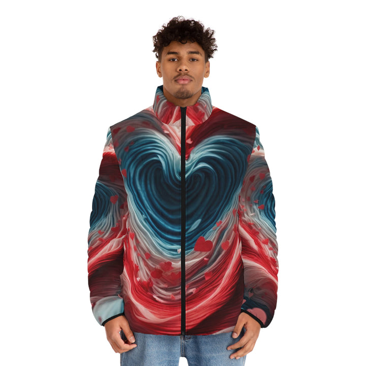 Swirling Heart Embrace - Puffer Jacket - All Over Prints - g(0D·IO) - S - Black zipper -