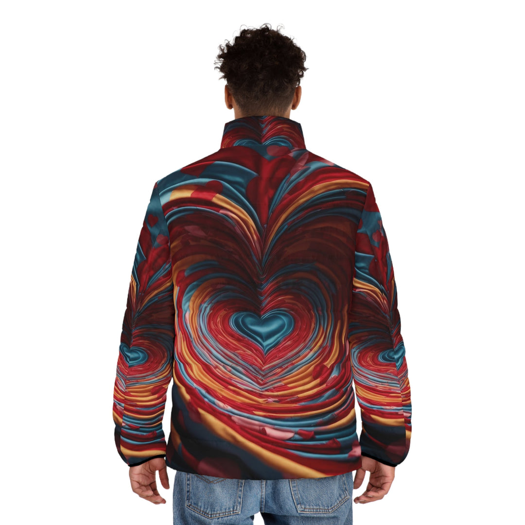 Swirling Heart Embrace - Puffer Jacket - All Over Prints - g(0D·IO) - S - Black zipper -