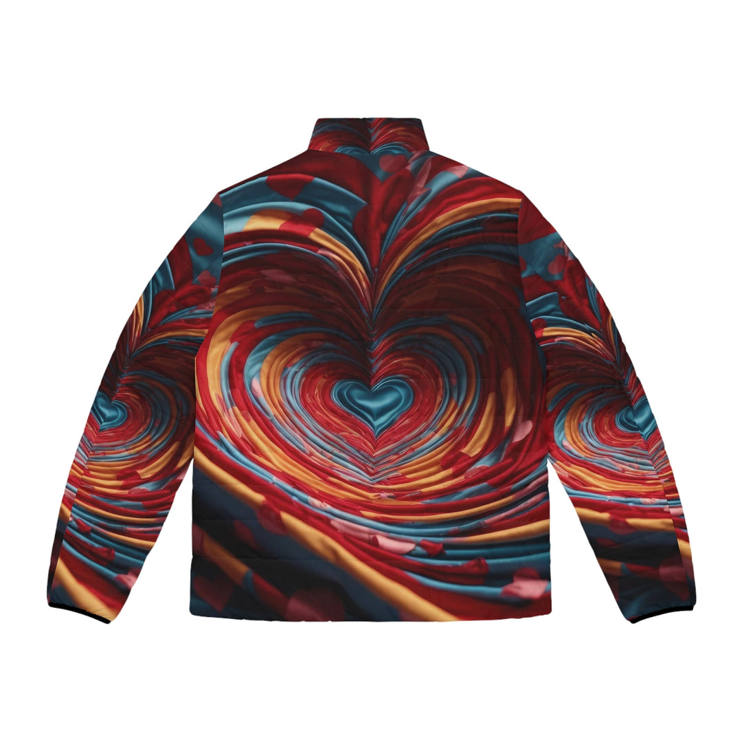 Swirling Heart Embrace - Puffer Jacket - All Over Prints - g(0D·IO) - S - Black zipper -