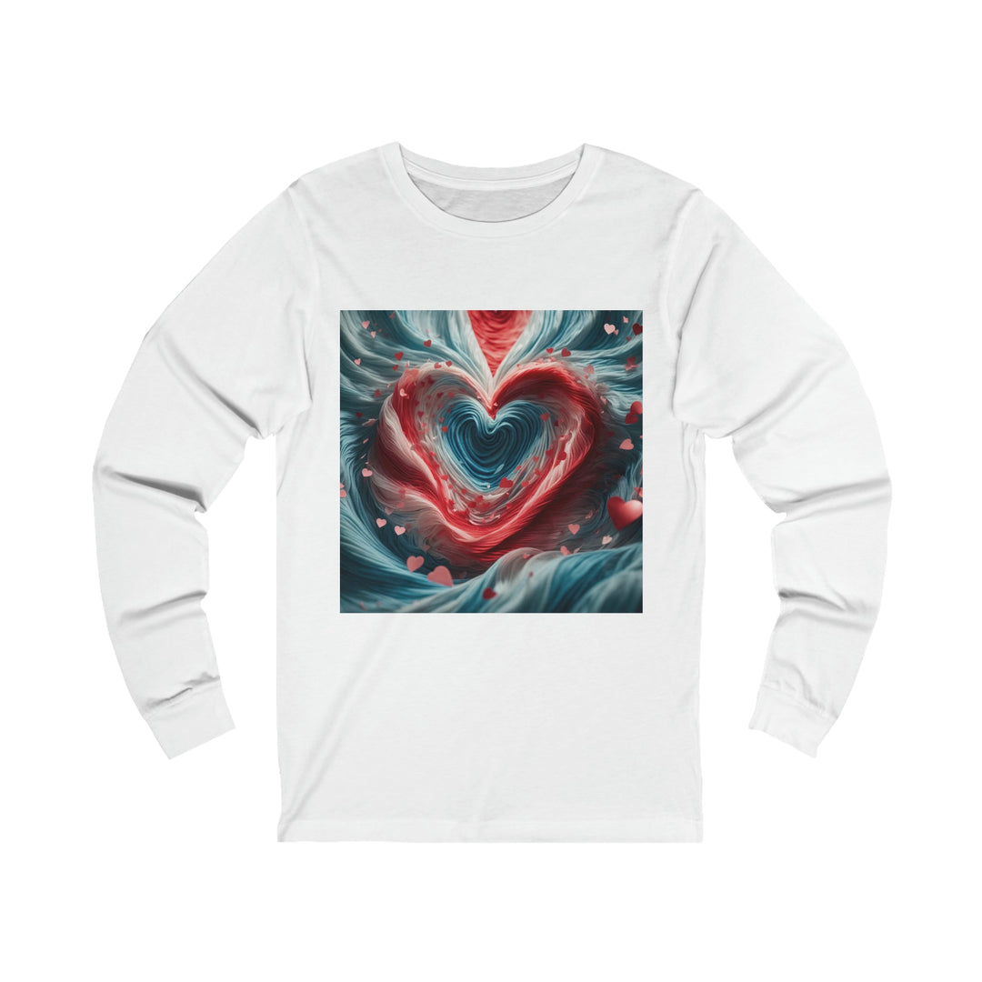 Swirling Heart Embrace - Unisex Jersey Long Sleeve Tee - Long-sleeve - g(0D·IO) - S - White -