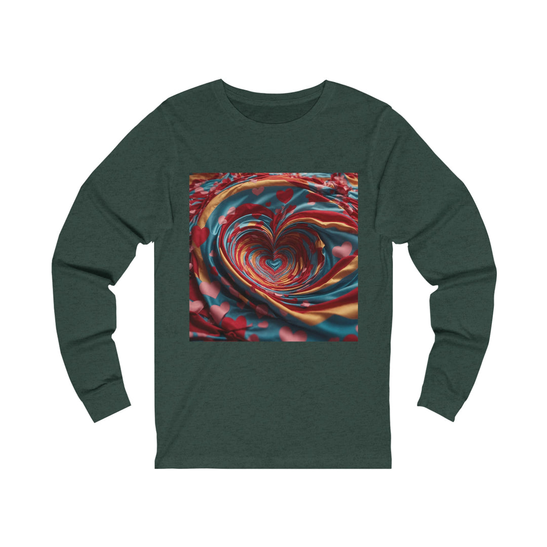 Swirling Heart Embrace - Unisex Jersey Long Sleeve Tee - Long-sleeve - g(0D·IO) - S - Heather Forest -