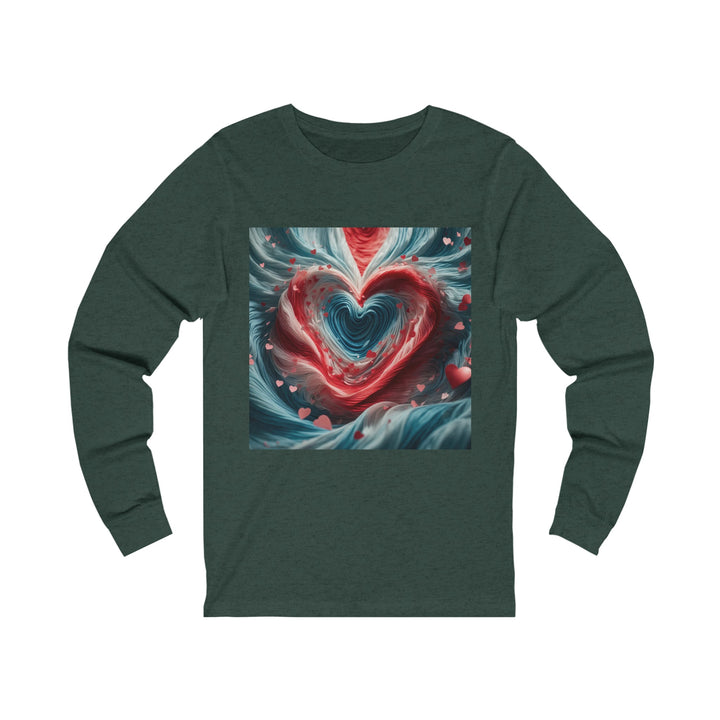 Swirling Heart Embrace - Unisex Jersey Long Sleeve Tee - Long-sleeve - g(0D·IO) - S - Heather Forest -