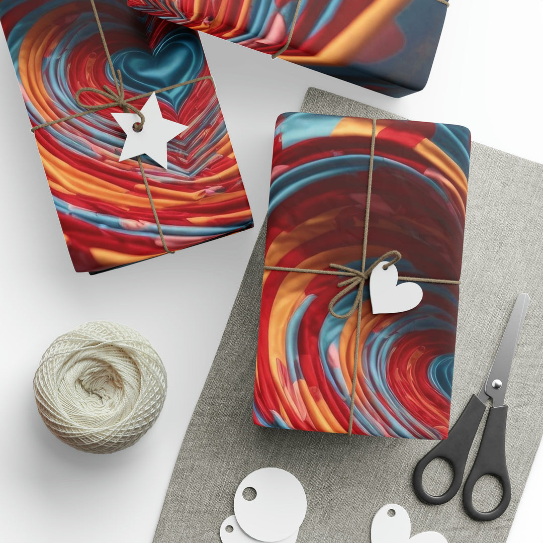 Swirling Heart Embrace - Wrapping Paper - Home Decor - g(0D·IO) - 30'' x 72'' - Matte -
