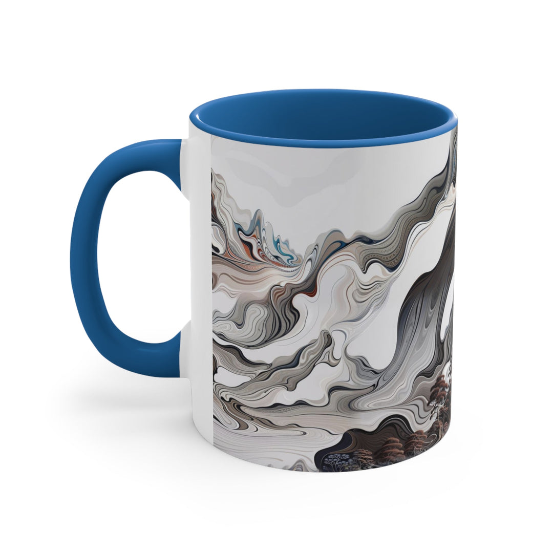 Swirling Monochrome Landscape - Accent Coffee Mug - Mug - g(0D·IO) - Pink - 11oz -