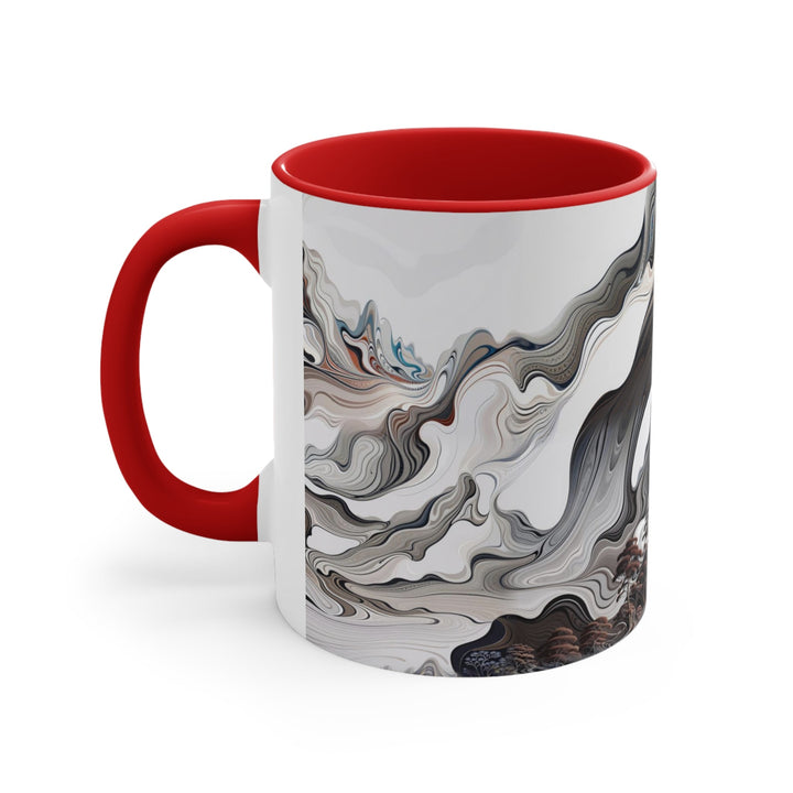 Swirling Monochrome Landscape - Accent Coffee Mug - Mug - g(0D·IO) - Pink - 11oz -