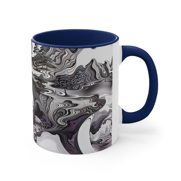 Swirling Monochrome Landscape - Accent Coffee Mug - Mug - g(0D·IO) - Pink - 11oz -