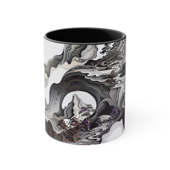 Swirling Monochrome Landscape - Accent Coffee Mug - Mug - g(0D·IO) - Black - 11oz -