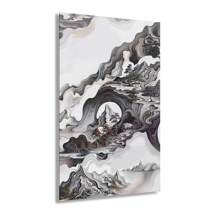 Swirling Monochrome Landscape - Acrylic Prints (French Cleat Hanging) - Home Decor - g(0D·IO) - 24" x 36" (Vertical) - 0.25'' -
